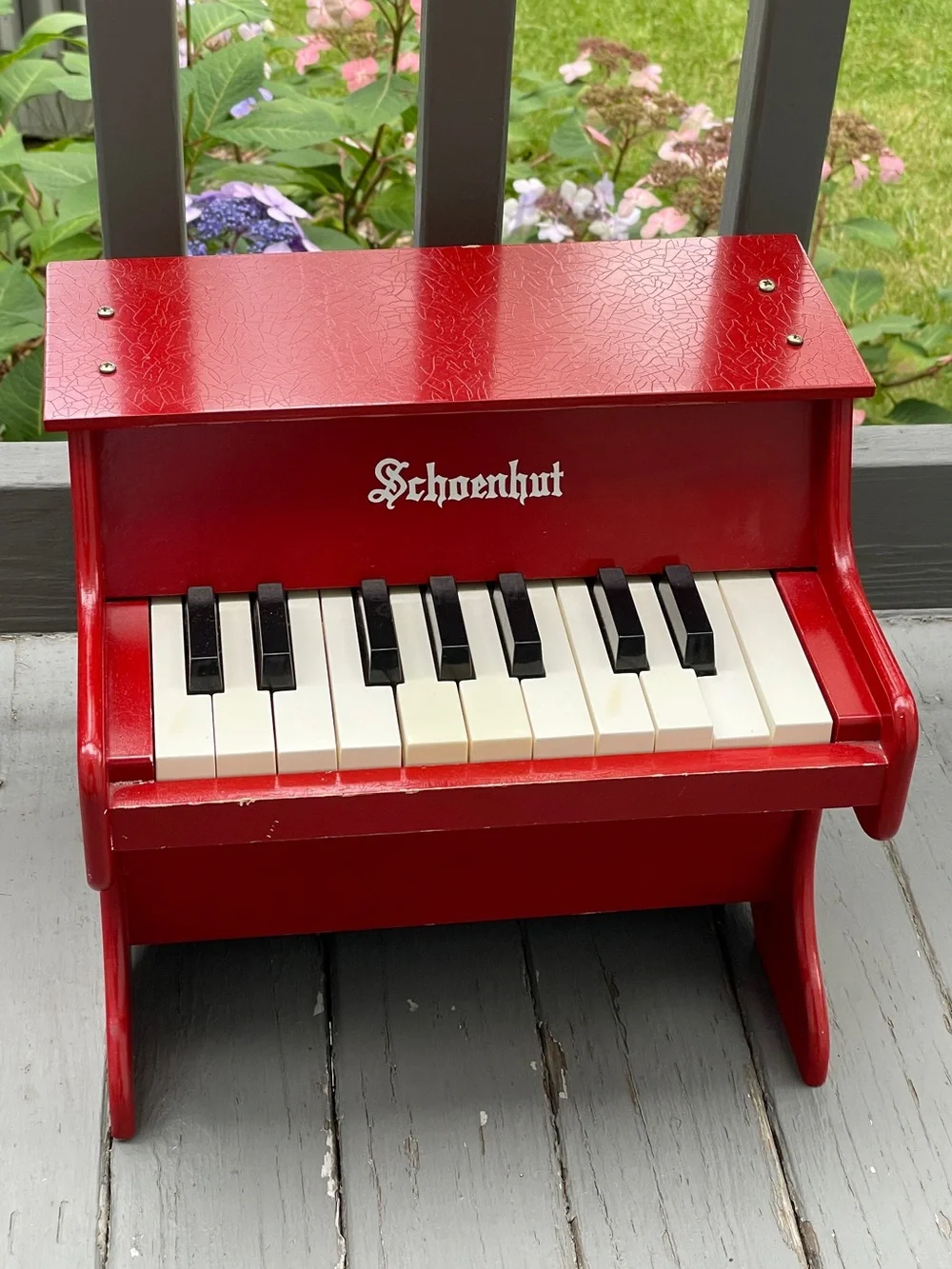 Schoenhut Baby Piano music instrument toy, red